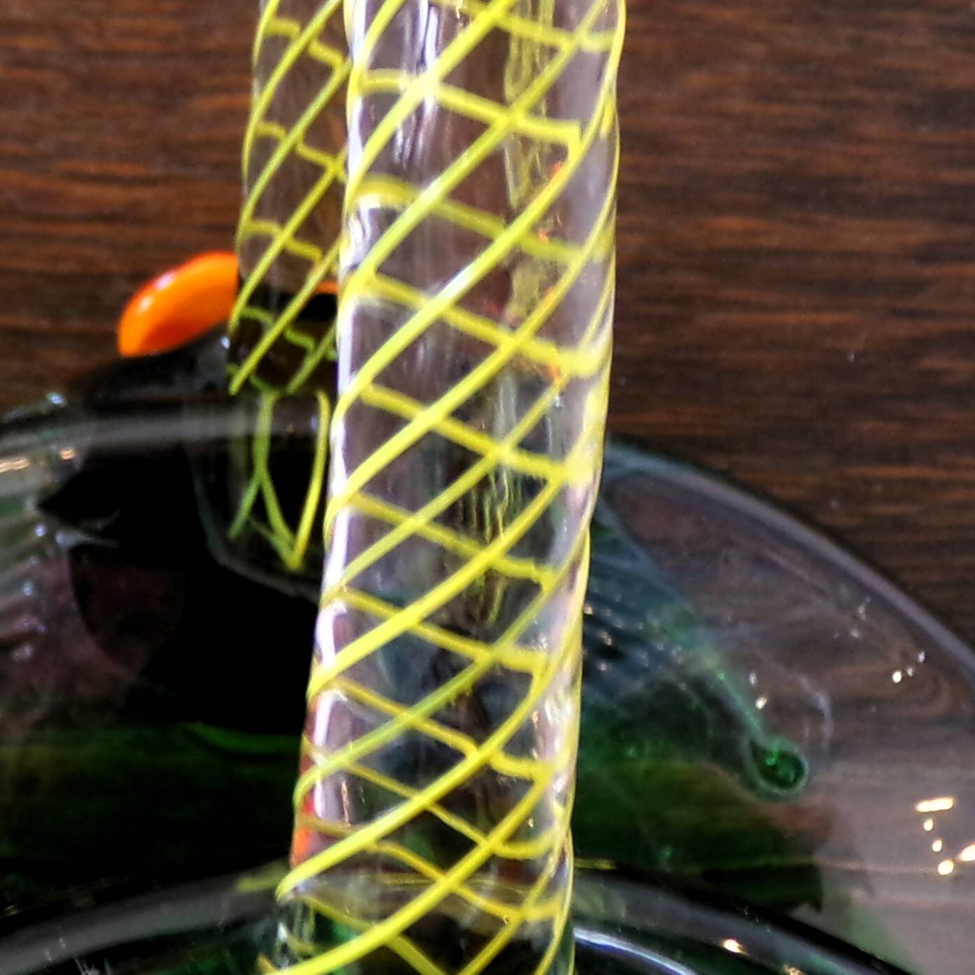 Green Murano glass basket/trinket dish