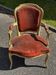 Louis XV cabriolet armchair, patinated wood and antique velvet.