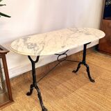 Table bistrot italienne en marbre et fonte