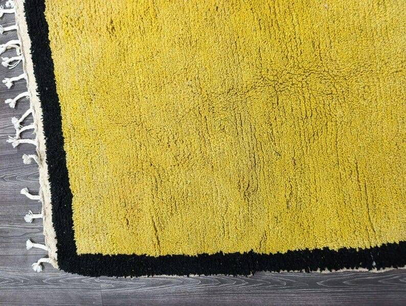 Handcrafted traditional Berber rug, yellow, size 150 x 250 cm