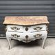 Curved chest of drawers white patina above marble louis XV style