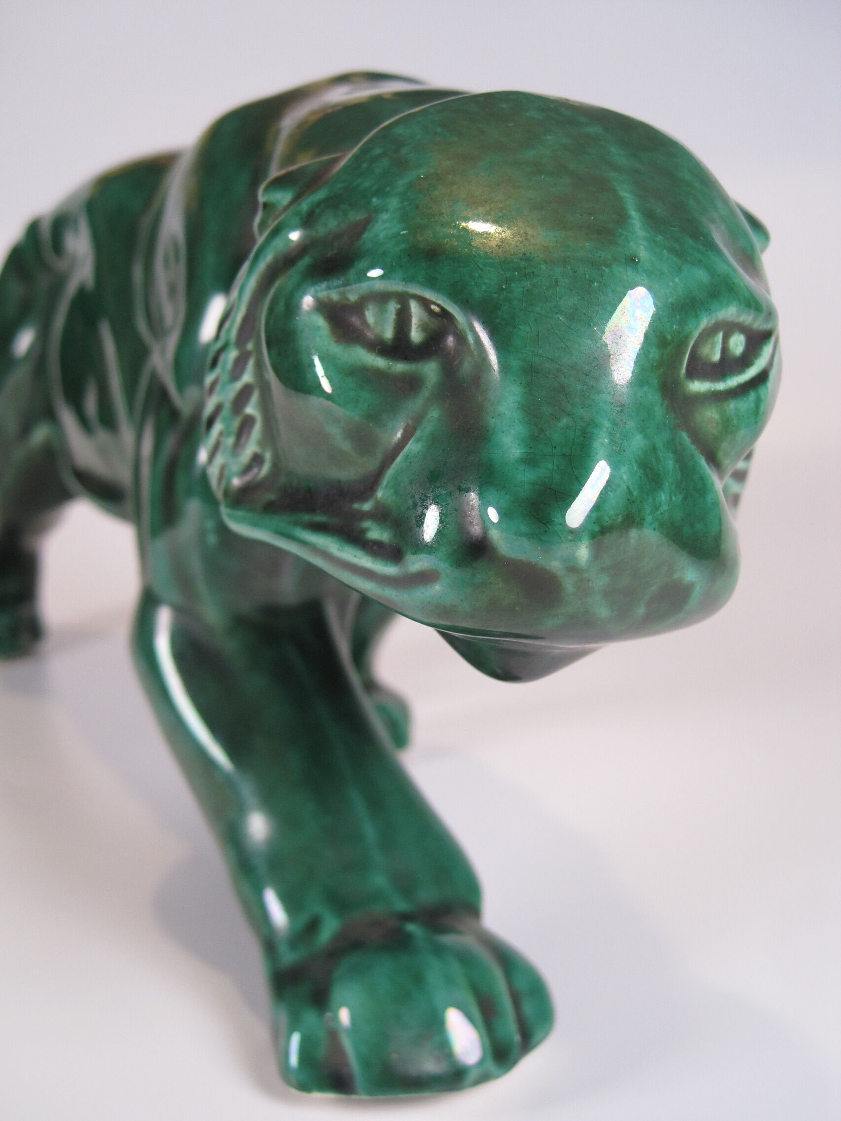 Sculpture Céramique Art Déco Panthère 58,5cm Signée B - État Vintage