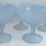 6 Blue opaline cups 1980