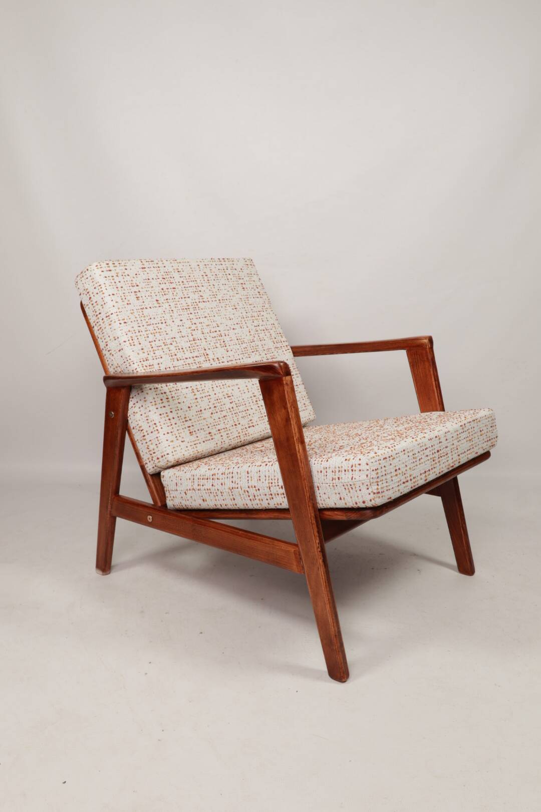 Scandinavian Vintage Armchair With Upholstery Bouclè Cushions Mid Century Design