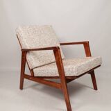 Scandinavian Vintage Armchair With Upholstery Bouclè Cushions Mid Century Design