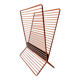 Wire metal magazine rack with triangular compartment, 1950s.