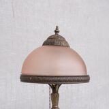 Lampe de table en laiton et verre Art Nouveau français