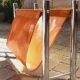 Vintage magazine holder from the 70s chrome metal and tan imitation leather