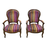 Paire de fauteuils anciens en bois, style Louis-Philippe