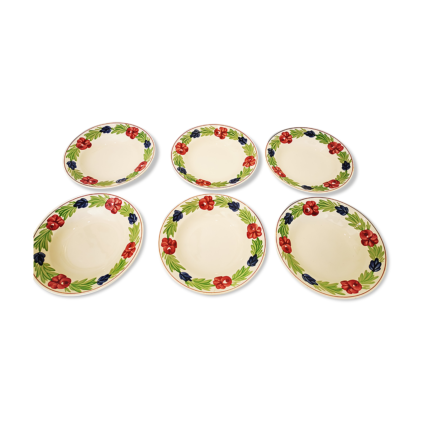 Lot of 6 old soup plates from Nidervillé