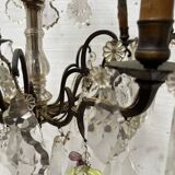 Louis XV style chandelier with pendants and colored glass fruits, 20th century