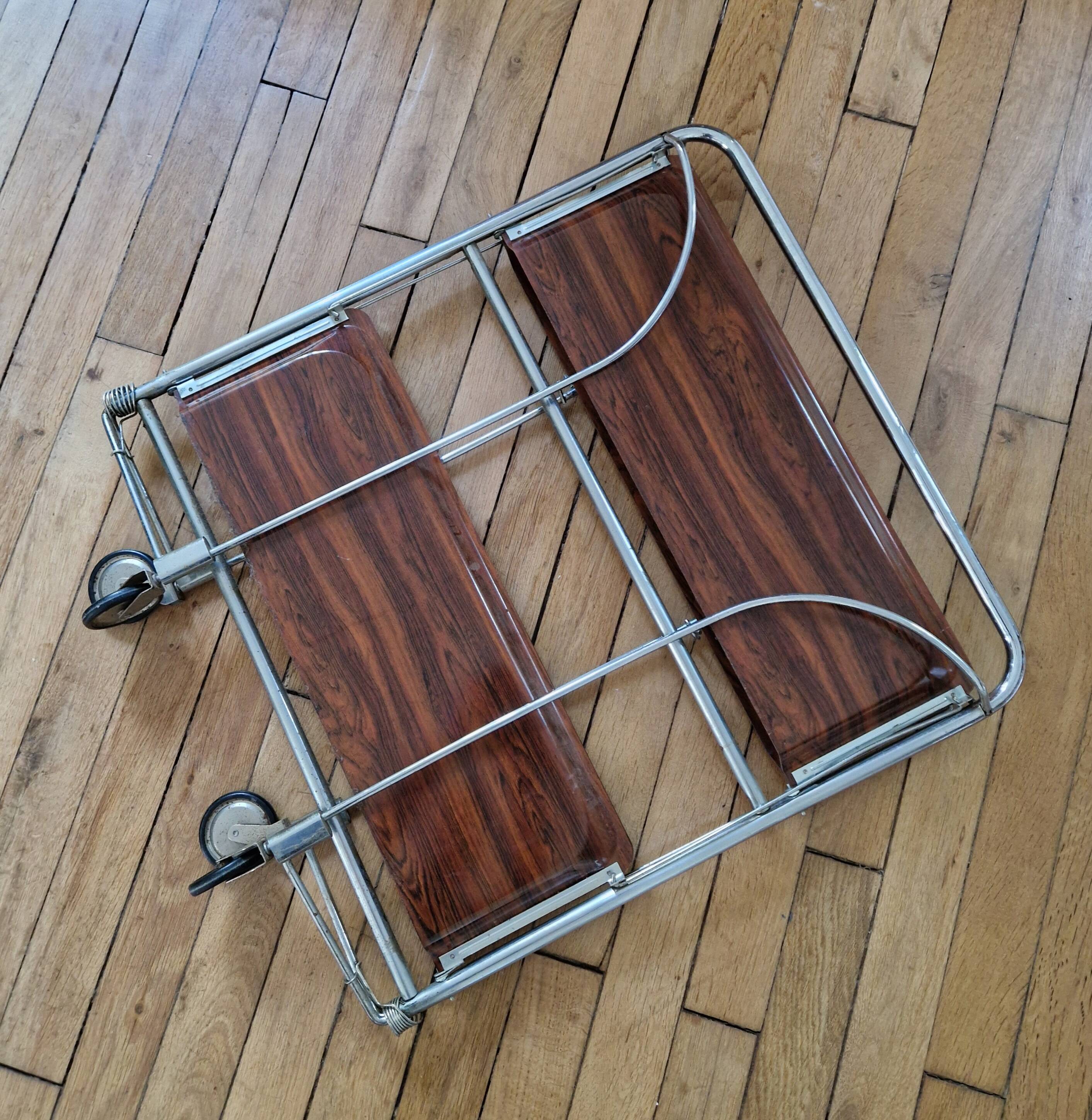 Desserte roulante pliante vintage années 70