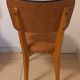 Set of 4 vintage chairs in solid beech and caramel faux leather.