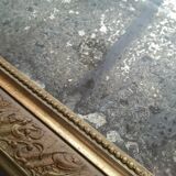 Large Louis Philippe mirror with antique mercury pediment, height 107cm, vintage