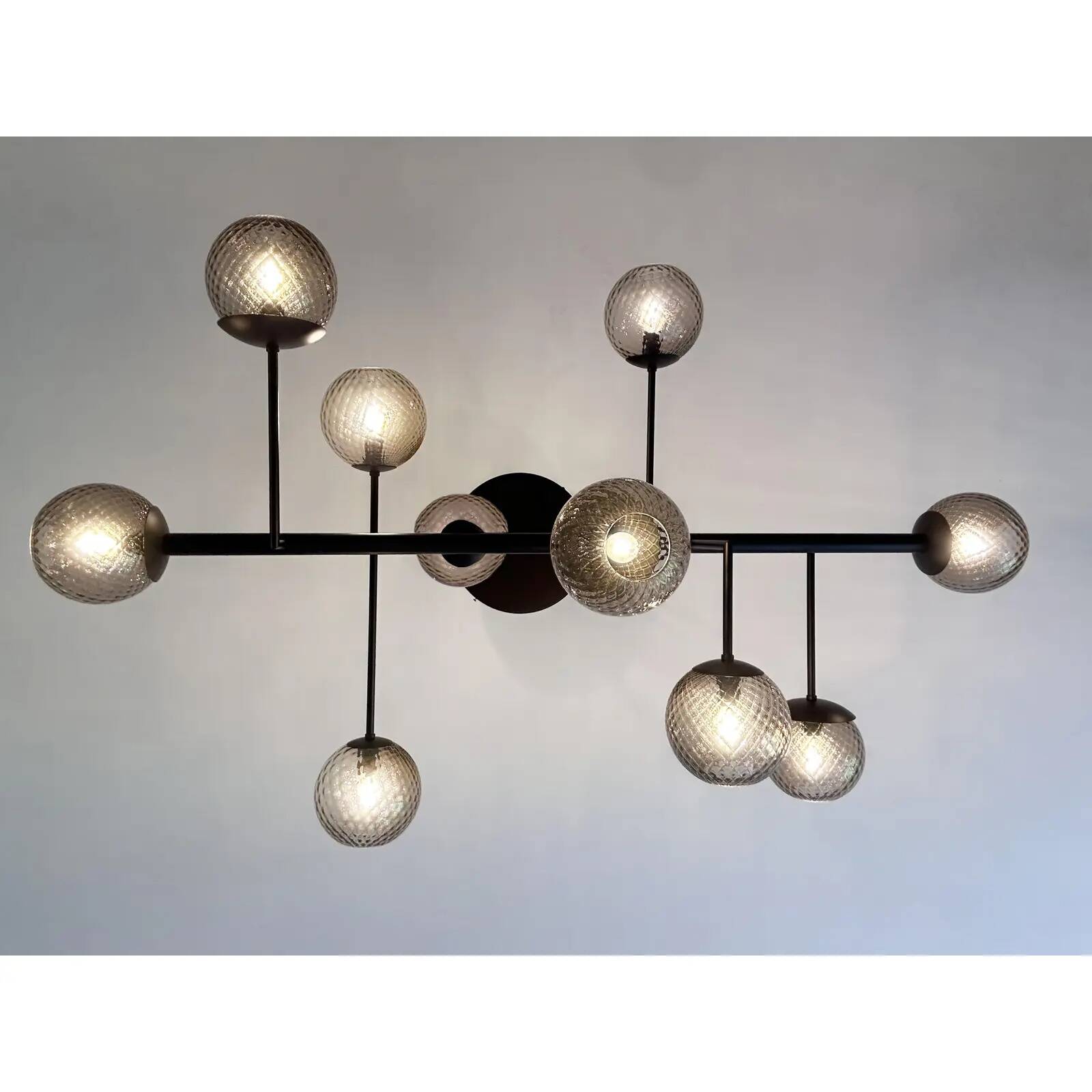 Contemporary Smoked-Fumè "Ballotton" Spheres Attributed to Murano Glass Spu