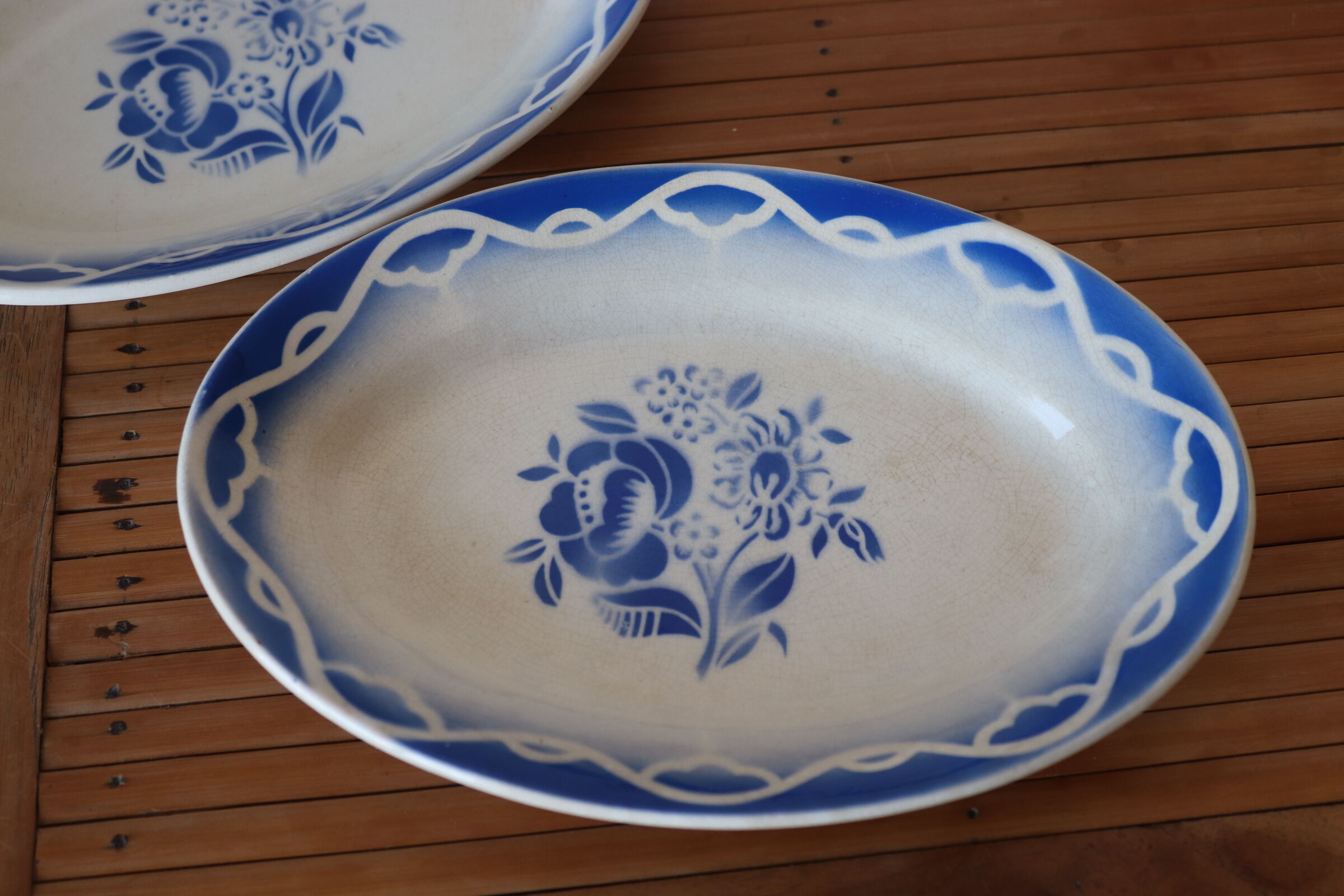 Deux raviers bleus "Odette" Digoin Sarreguemines