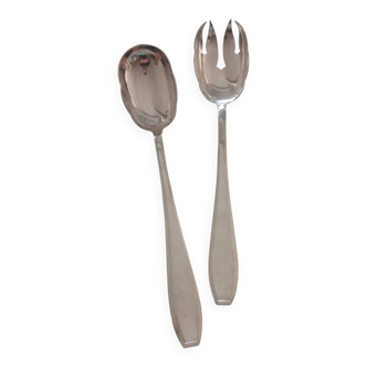 Serving cutlery, salad cutlery in silver metal