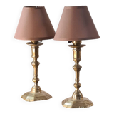 pair of brass bedside lamp 32x15 elec ok switch to the socket, good general condition