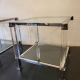 Pair of chrome-plated brass sofa ends