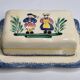 Quimper earthenware butter dish, traditional pattern, 19 cm