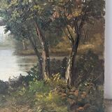 Afternoon on the lake, oil on canvas signed