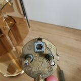 Lampe de bureau vintage en verre fumé : EGLO Leuchten, table dorée autrichienne des années 1980