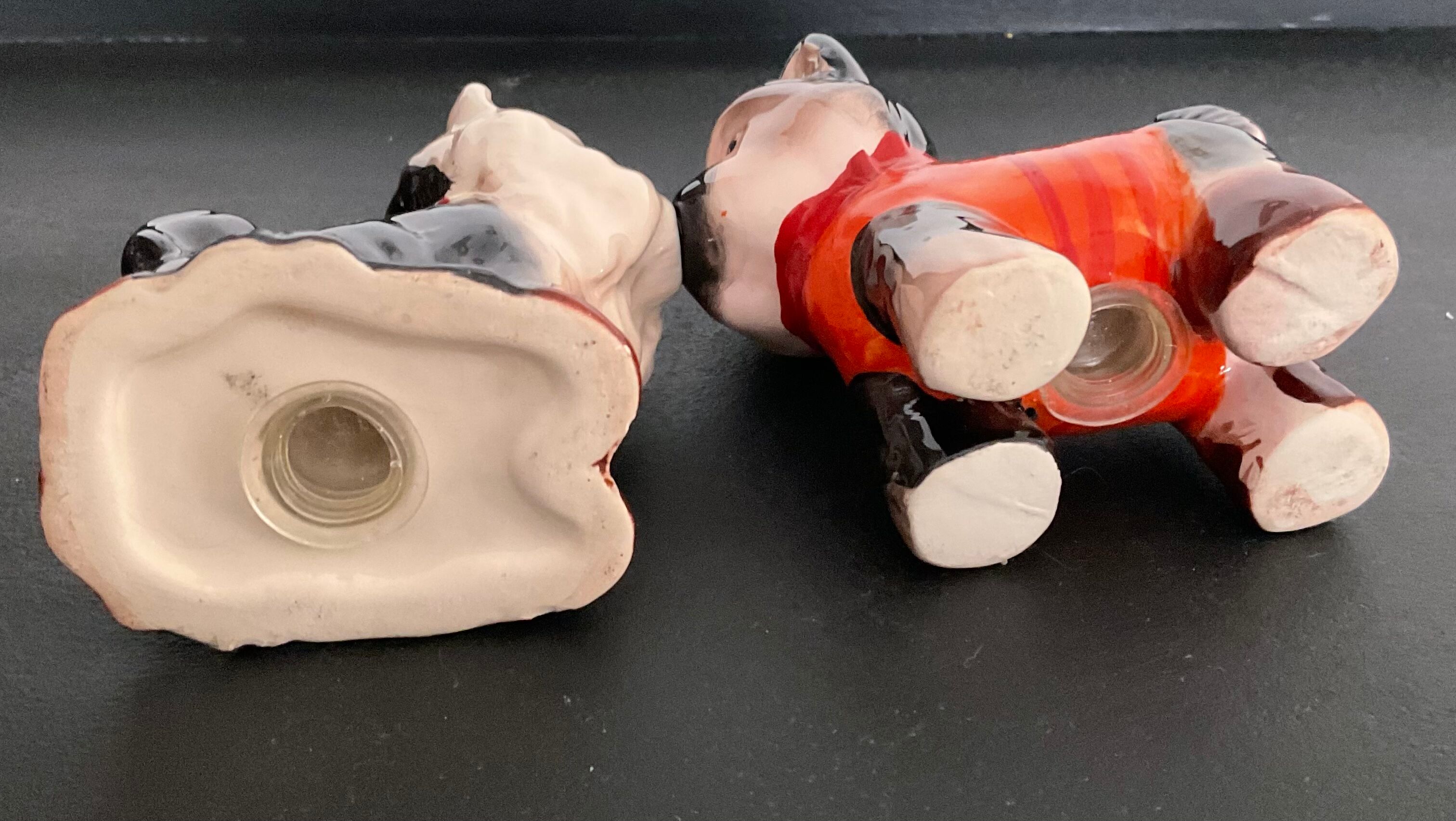 Vintage Pepper Shaker Duo Ceramic Dogs