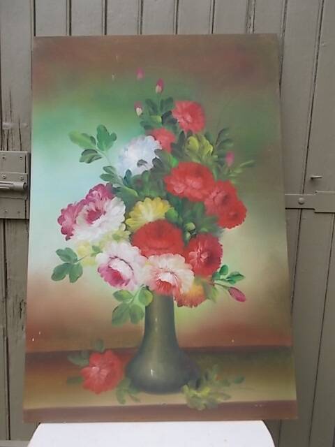 Large painting of a bouquet of flowers 91.5 x 60.5