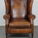 especially comfortable wingback chair made of sheepskin leather, stunning colors