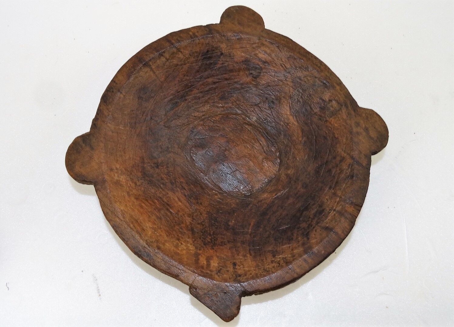 Old raw wood flat bowl
