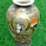Vase de forme balustre porcelaine   « Satsuma »  Filets Or...