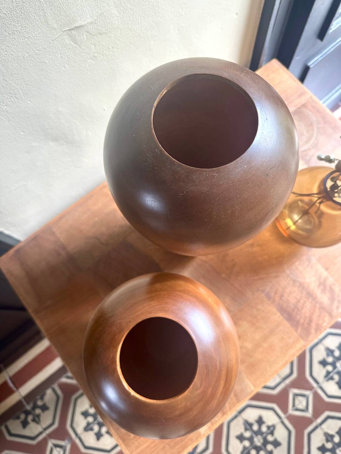 Pair of wooden vases