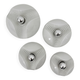 Set of 4 Peil & Putzler Wave milk glass Wall lamp , 1970s