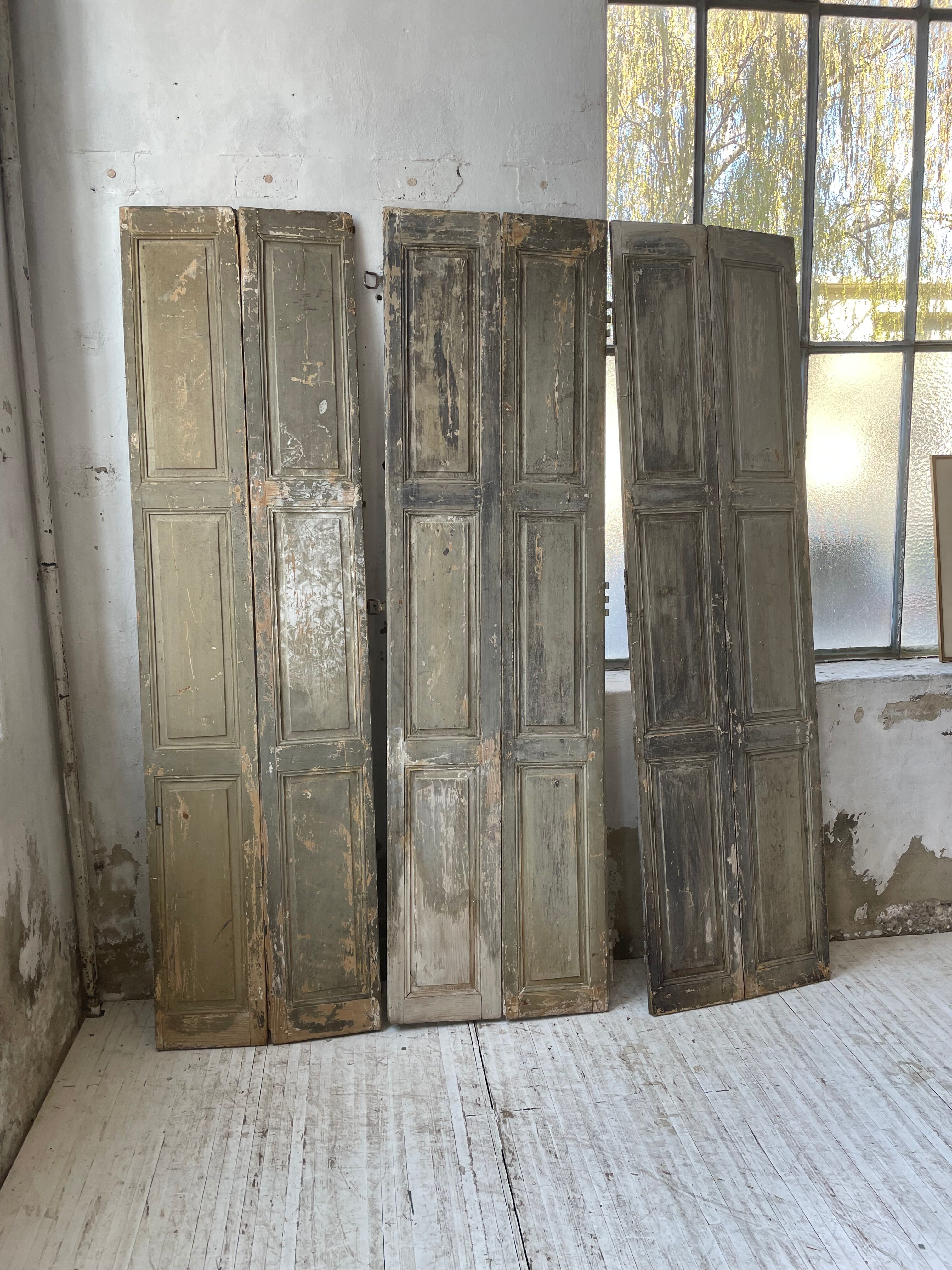 Trio of shutters louvers patina blue gray