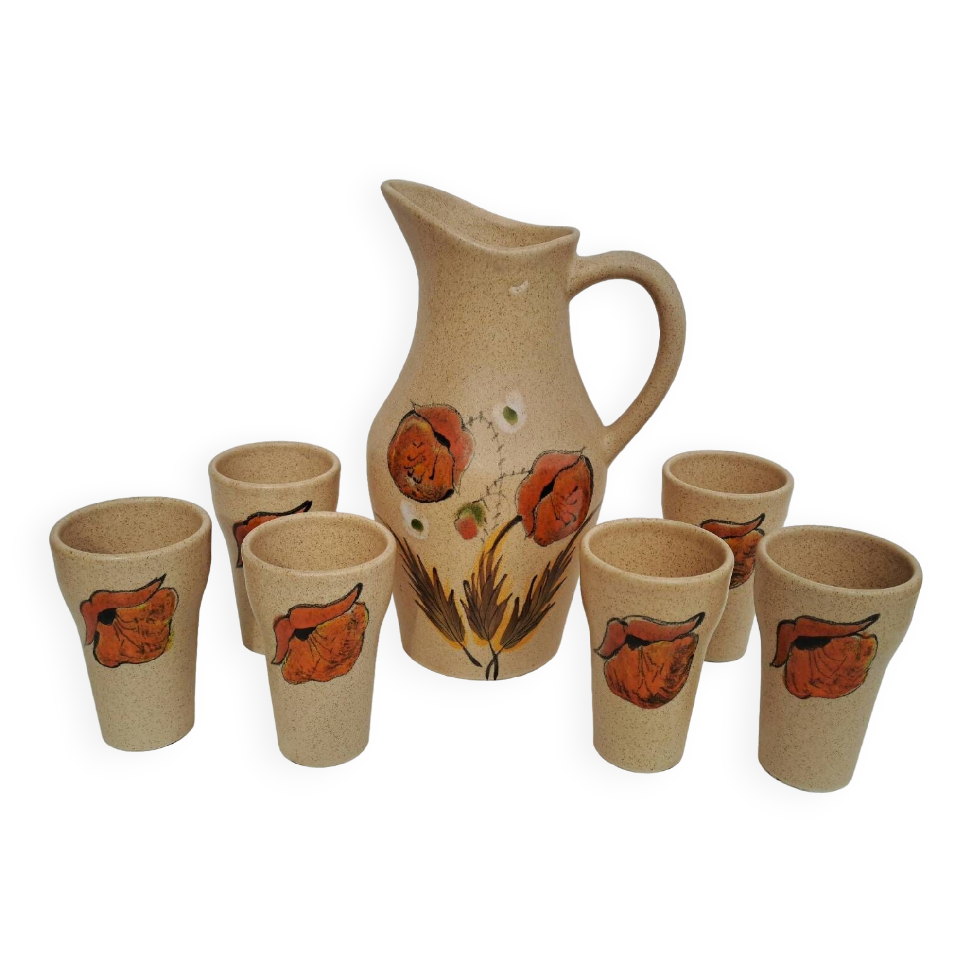 Poet-Laval enameled ceramic orangeade service