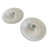 Pair of enamelled ceramic candlesticks