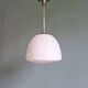 Art Deco pendant light in white opaline glass with chrome frame, 1920-30