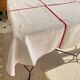 Square Basque tablecloth with hand-trimmed center - 140x130 - Hemp