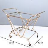 Brass Serving Cart with Glass Shelves, Italy