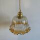 Suspension with vintage amber glass lampshade