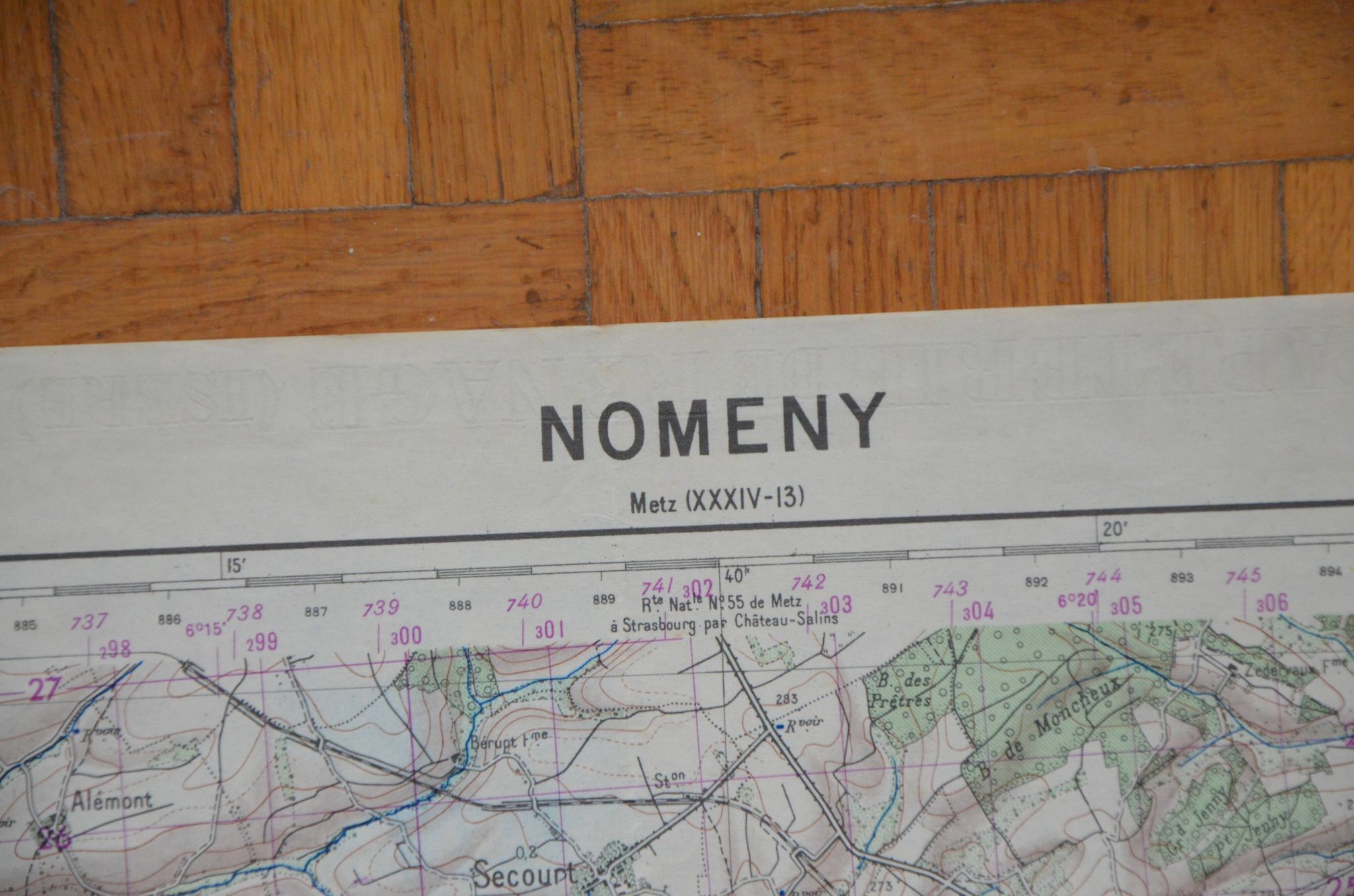 Vintage map of Nomeny