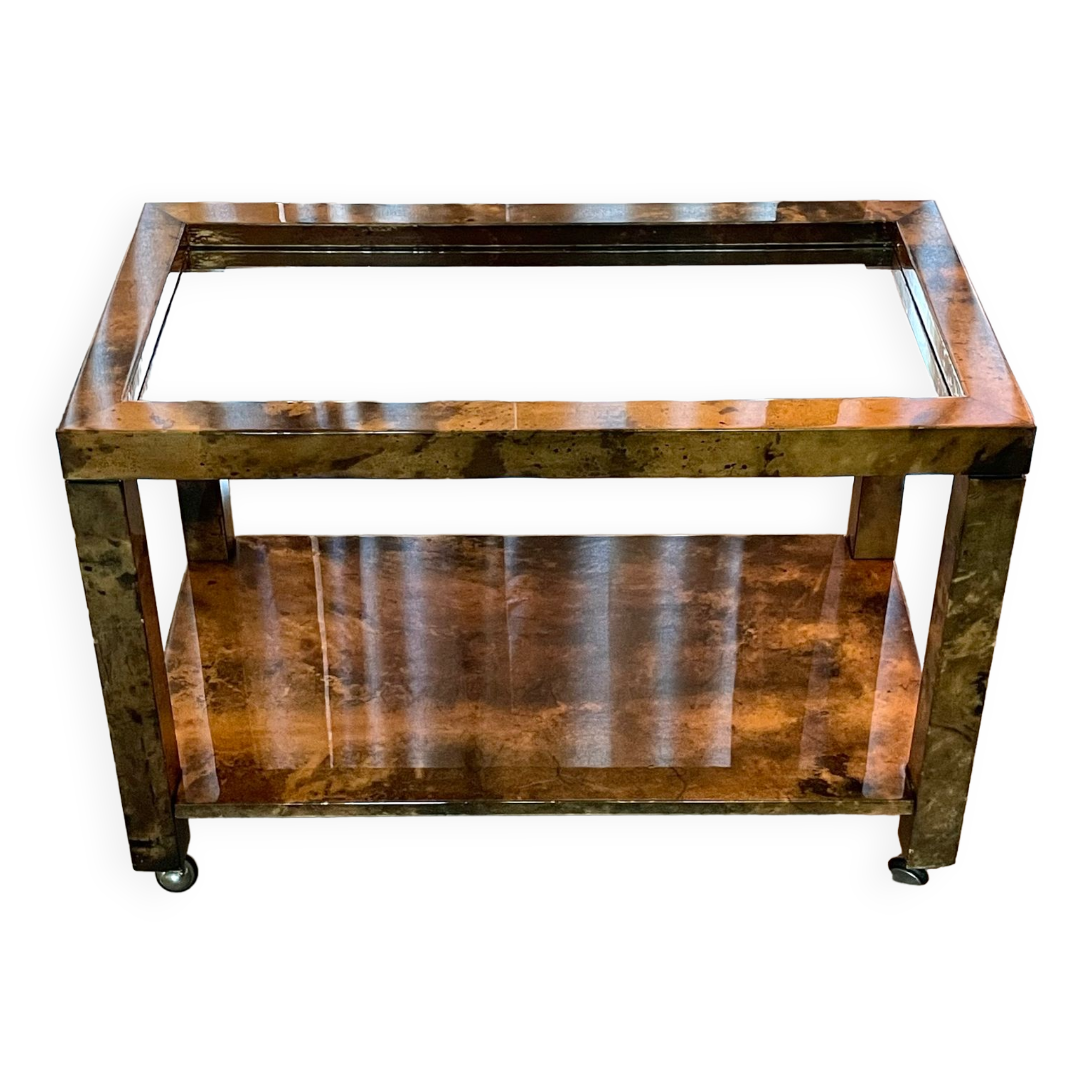 Bar cart desserte goat skin vellum