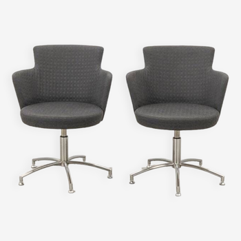 2 vintage swivel armchairs in gray fabric by axelson for garnas 2014 sweden
