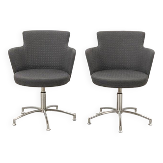 2 vintage swivel armchairs in gray fabric by axelson for garnas 2014 sweden