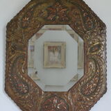 Bevelled handmade mirror in old repulsed copper - 54x45cm