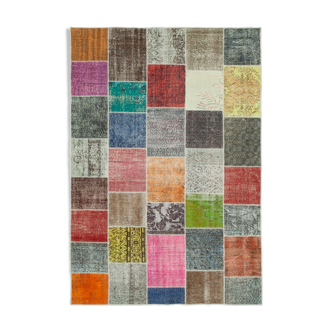Tapis turc tissé à la main 205 cm x 297 cm patchwork multicolore