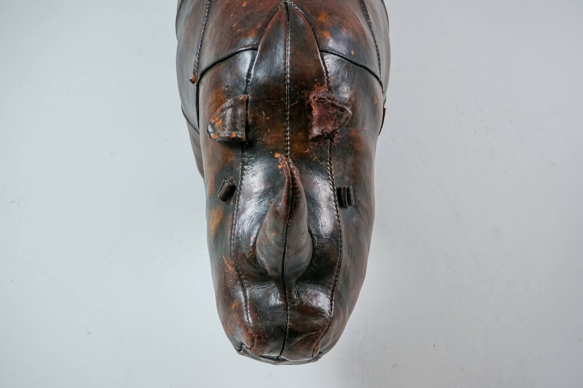 Rhinoceros Leather Footstool by Dimitri Omersa