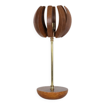 Pine and brass lamp