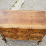 Commode crossbow style louis xv 2 drawers in walnut