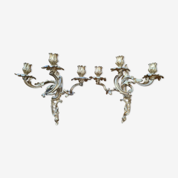 Paire d'appliques en bronze doré style Louis XV